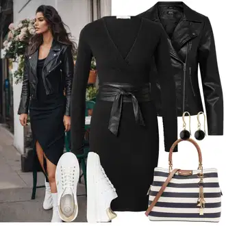 Outfit s Krémová/Bílá/Hnědá/Béžová Teniska Letní Tenisky/Úzká Teniska/Kožené Tenisky/Teniska teddy/Nízká Teniska/Teniska na platformě BOGNER "Cool každodenní outfit"
