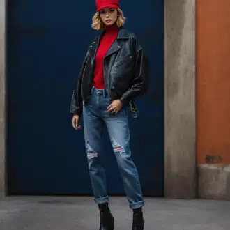 Outfity pro jízdu na koni "Lederjacke 80er Style"