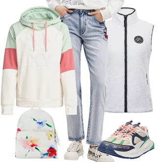 Outfit s Bílá/Zelená/Vícebarevný Teniska Chunky Tenisky/Nízká Teniska/Teniska s dírkovaným vzorem/Letní Tenisky/Vintage Teniska Tommy Jeans "Lehké jarní outfit"