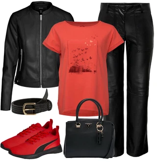 Běhání Outfit s Červená Teniska Letní Tenisky/Úzká Teniska/Teniska teddy Puma "Lehký outfit"Look: Běhání