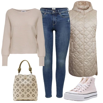 Květinová Moc Outfit s Růžová Plátěná Teniska/Teniska teddy/Teniska se Třpytkami/Zimní Tenisky/Teniska na platformě/Teniska s dírkovaným vzorem Converse "Lehký outfit"