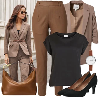 Outfit s Hnědá/Khaki/Béžová Skinny Kalhoty/Tregíny/Legíny Kožený Vzhled/Kalhoty z Umělé Kůže/Úzká Kalhoty/Kalhoty se Štěrbinou/Kalhoty s nášivkou uprostřed/Kožený legíny/Kožená Kalhoty Object "Cool každodenní outfit"