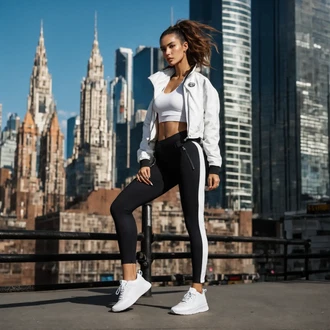 Outfit s Černá/Tmavě modrá Legíny s Rozparkem/Legíny s Podšívkou/Legíny s Vysokým Pasem/Tregíny/Termo Kalhoty/Kožená bunda/Sportovní Legína/Pletený Legín/Formovaná Legína/Teplé Legíny/Neprůhledný Legíny Karen Millen "Moderní Sportovní Outfit"