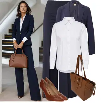 Outfit sa Bijela/Krem Bluza s Podignutim Ovratnikom/Bluza s gumbom/Bluza koja se ne pegla/Poslovna Bluza/Bluza Dugih Rukava/Bodija Bluze/Uska Kroj Bluza JdY "Elegantan izgled"