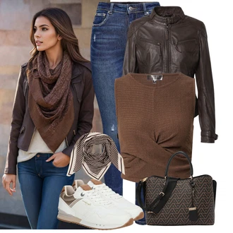 Lehké Outfit s Hnědá/Tmavě hnědá/Šedá/Fialová Kožené Bund/Přechodné Bundy/Motorkářské Bund/Bunda z Umělé Kůže/Kožená vintage bunda/Vosková Bunda Maze "Lehký outfit"