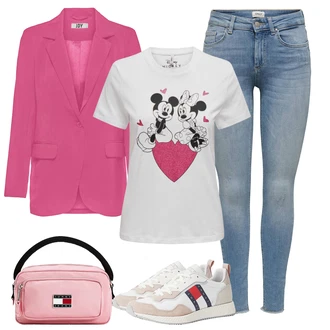 Outfit s Béžová/Krémová/Bílá Bota Vintage teniska/Teniska teddy/Úzká teniska/Kožené tenisky/Nízká Teniska/Letní tenisky Tommy Jeans "Módní jarní outfit"