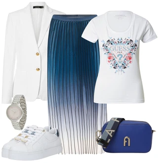 outfit mit Roza Zapestna ura/Verižna ura Boss "Modni pomladni outfit"