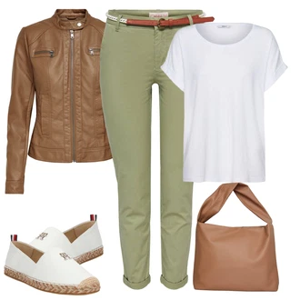 Kůže Outfit s Bílá/Krémová Espadrilka/Espadrille pantofle/Polobotek/Mokasín/Letní tenisky Tommy Hilfiger "Módní jarní outfit"