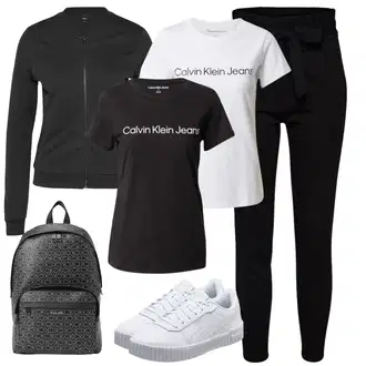 Outfit sa Crna/Tamnosiva/Siva Pletena dukserica/Trenirka/Sportska dukserica Only "Lagana odjeća"