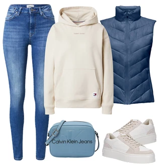 Outfit s Modrá/Světle modrá Kožená bunda/Kožené Boty/Zimní bunda/Džíny s Rozparkem/Termální Džíny/Push up Džín/High Waist Džínové Kalhoty/Kožená Pánská Bund/Navlékací džíny Only "Módní jarní outfit"