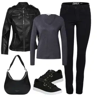 S nýtováním Outfit s Černá/Červená Motorkářská bunda/Bunda s Bočním Zipem/Motorkářské Bund/Kožené Bund/Bunda z Umělé Kůže koroshi "Módní jarní outfit"