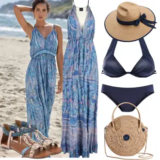 Kombinacije za zabavu Rave sa Plava/Tamnoplava Calvin Klein "Najbolja ljetna odjeća"Look: Rave, Hawaii