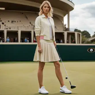 Outfit sa Bež/Kaki/Smeđa Minisuknja Iz 70-ih/Moderne Suknja/Teniska Suknja/Hlačna suknja/Pletena suknja/Unisex Suknja/Mini Suknja Only "Opušteni Golf Stil"