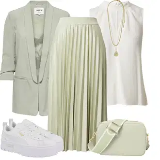 Outfit sa Tamnozelena/Svjetlozelena/Zeleno/Kaki Suknja Vila "Odličan za slobodno vrijeme"