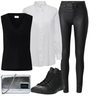 Chuck Taylor All Star Outfit sa Crna Obuća Converse "Proljetni outfit"
