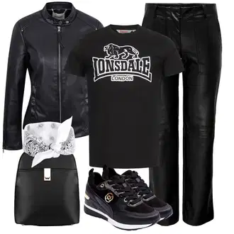 outfit mit Rdeča/Rjava/Zelena/Bež/Črna Casual Majica/Grafična majica/Lepa Majica/Športna majica/Dolga srajca Lonsdale "Outfit za Sprehod"