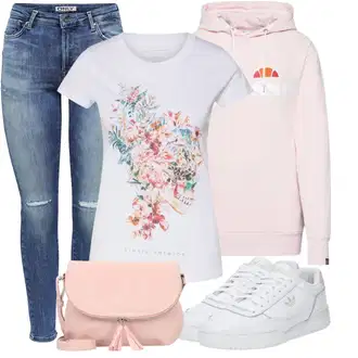 Šněrovací Outfit s Modrá/Světle modrá Kožené bundy/Džíny s Dírou/Kožená bunda/Kotníková Bota/Push up Džín/Džíny s Rozparkem Only "Vzhled casual"