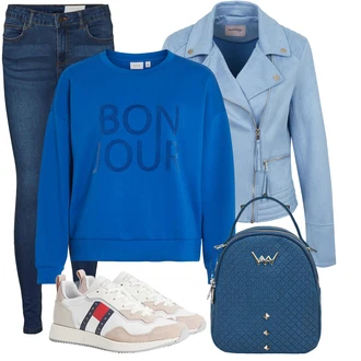 Outfit s Béžová/Krémová/Bílá Bota Vintage teniska/Teniska teddy/Úzká teniska/Kožené tenisky/Nízká Teniska/Letní tenisky Tommy Jeans "Outfity na volný čas"