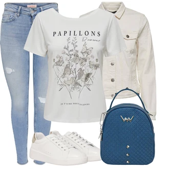 Outfity se stylem Kovbojka s Bílá/Krémová/Hnědá/Béžová/Khaki Only "Outfity na volný čas"Look: Šik, Egirl, Chytrý příležitostný, Kovbojka, Ležérní, Vintage, S průsvitem, Pracovní oděvy, 20 léta