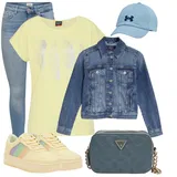 Hnědé džínové bundy outfity image