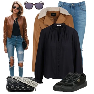 Elegantní Outfit s Černá Teniska Kožené Tenisky/Nízká Teniska/Úzká Teniska/Teniska na platformě/Teniska teddy Guess "Outfity na volný čas"Look: Estetika, Šik, Elegantní, Fancy, Glamourové, Lak, Lev, Sportovní, Streetwear, Trendový, Unisex