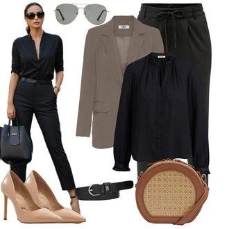 Outfit s Khaki/Tmavě zelená/Hnědá Brýle Aldo "Outfity na volný čas"
