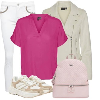 Trendový Outfit s Béžová Teniska na platformě/Chunky Tenisky/Teniska teddy Only "Outfity na volný čas"Look: Estetika, Sportovní, Trendový