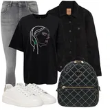 Černé dlouhé džínové bundy   outfity image