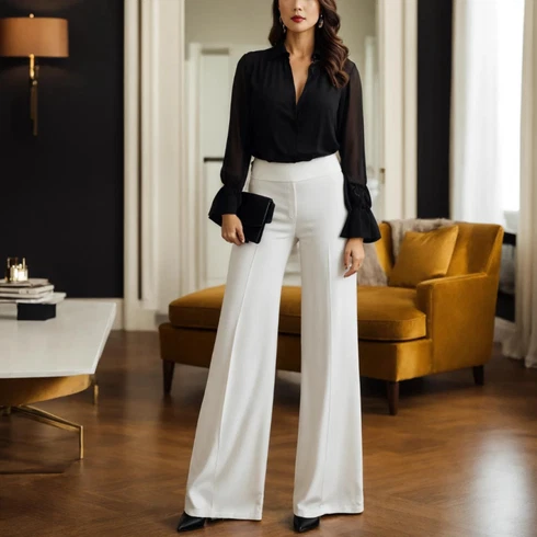 Kombinirajte Crna/Bijela/Zeleno/Siva Hlače Hlača od Tvida/Zvonaste Hlače/Štofaste hlača/Palazzo Hlača/Bootcut Hlača/Hlača s Uzorkom/Marlene Hlača/Lepršave Hlača soulland