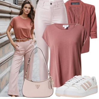 Outfit sa Pink Kožna Jakna/Bikerske Traperice/Push-up Traperice/Termo Traperice/Kožne Cipele/High Waist Traperice JdY "Cool proljetni look"