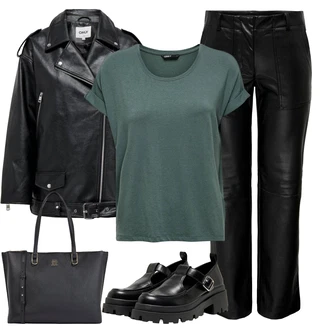 Outfit s Černá Dřevák na podzim & zimu/Přezková bota/Kožená bota/Veganská Bota/Nízká bota na podpatku Only "Perfektní na jaro"