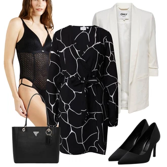 Outfit sa Bijela/Crna Obuća Pumpa na Niskoj Peti/Salonka Na Visoku Petu/Poslovna Obuća/Udobna pumpa/Pumpica S Visokim Prednjim Dijelom Pull&Bear "Lagana odjeća"