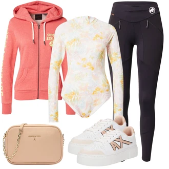 Jesen outfit mit Pulover s kapuco na zadrgo Superdry "Popolna pomladna obleka"