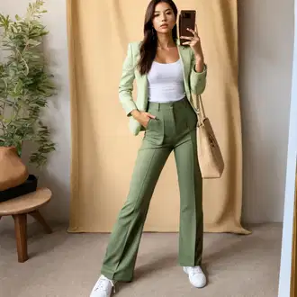 Ljeto Outfit sa Zeleno/Tamnozelena Culotte Hlačice/Lepršave Hlača/Hlače Visokog Struka/Lanene Hlače/Marlene Hlača/Hlače od muslina/Palazzo Hlača/Paperbag Hlača by saygı "Piknik spoj odjeća"