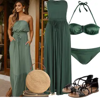 Outfity pro svatební hosty Rockový s Černá Sandál Dianette/Páskový Sandál/Gladiátorská sandála/Římská sandála bershka "Plážový letní vzhled"Look: Cool, Metal, Nadrozměrné, Rockový, Techno, Unisex