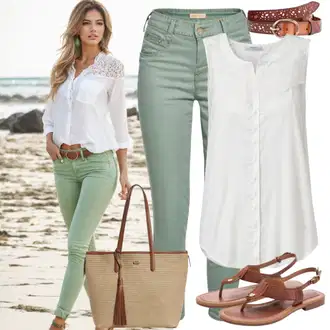 Green pants outfits "Poletni videz za razgovor za službo"