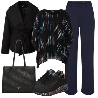outfit mit Temno modra Bengalska Hlača/Bootcut Hlača/Poslovna Hlača/Udobna Hlača/Jersey Hlača/Dolga Hlača/Hlače iz muslina/Slip-on Hlača/Ravna Hlača/Raztegljiva Hlača/Trening Hlača Vero Moda Tall "Pomladanski Outfit"