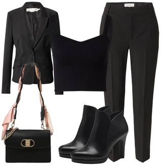 outfit mit Črna/Temno modra Pleteni vrh/Kratki top/Bustier top/Majica za špagete/Odrezana majica brez rokavov Edited "Pomladanski Outfit"
