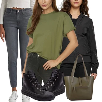 Grunž outfit mit Čevlj Usnjene superge/Plato-Sneaker/Ozka superga/Superge Z Bočno Zadrgo/Zimske superge big star shoes "Pomladanski Outfit"Look: Kolo, Gotika, Grunž, Lev, Skater, Pametno priložnostno, Športno, Ulična moda, Techno, Modna, Unisex