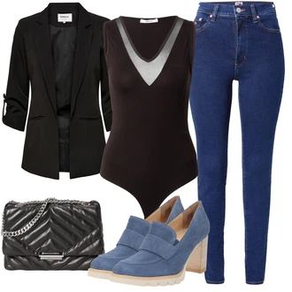 outfit mit Modra/Temno Modra Hlača velika velikost Pajkice Velika Velikost/Hlača velika velikost Tommy Jeans "Pomladanski Outfit"