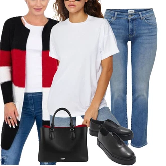 Prevelik outfit mit Bela/Siva Majica s kratkimi rokavi/Moški tekaški copati/Dolga srajca/Oversized majica s kratkimi rokavi Trendyol "Pomladanski Outfit"Look: Boyfriend, Ulična moda, Unisex, 90. leta, Prevelik, Rap, Skater