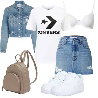 outfit mit Svetlo modra/Modra Denim Krilo/Krilo iz 90-ih/Mini Krilo/Vintage Denim Krilo levi's ® "Pomladanski Outfit"