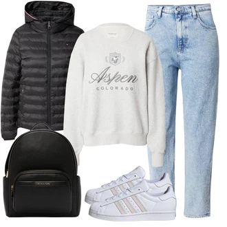 outfit mit Superge z Bleščicami/Teddy superga/Superge z ježkom Adidas Originals "Pomladanski Outfit"