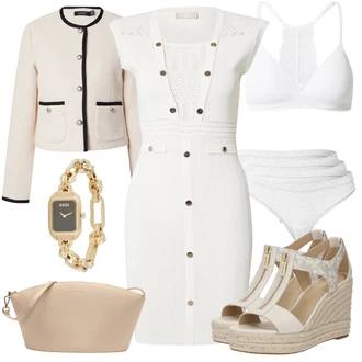 outfit mit Bež/Rjava/Khaki Sandala z zapiranjem na ježka/Sandala z visokim gležnjem/Sandal z bleščicami/Sandala/Sandala Udobna/Sandal z blok peto MICHAEL Michael Kors "Pomladanski Outfit"