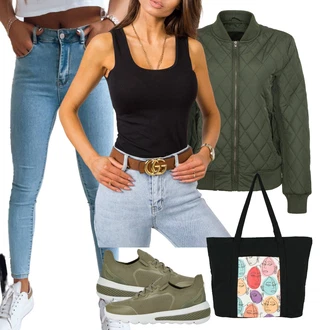 outfit mit Klasična Dolžina/Odrezana Majica brez rokavov/Kratki top/Kratka majica/Majica brez rokavov/Moški čevlji/Majica za špagete berrak "Pomladanski Outfit"