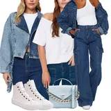 Outfiti z baggy kavbojkami image