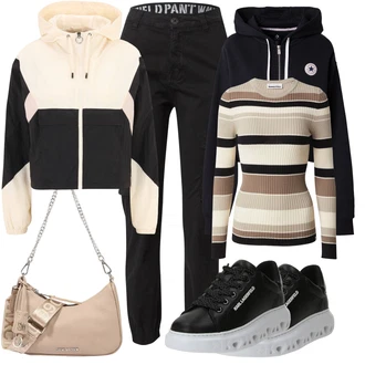outfit mit Bež/Črna/Krem Women's Hoodies and Sweatshirts ONLY (tall) "Pomladanski Outfit"