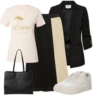 outfit mit Khaki/Roza/Rjava/Bež Majica & Top Casual Majica/Lepa Majica/Beseda na majici/Majica za spanje/Majica s kratkimi rokavi/Grafična majica Armani Exchange "Pomladanski Outfit"