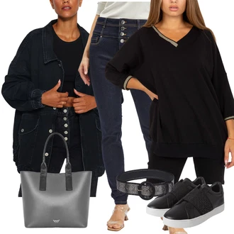 outfit mit Temno modra/Modra/Škrlatna Usnjena Jakna/Zimska jakna/Ozke Kavbojke/Usnjene Čevlje/Termodžinsi/Kavbojke na Poteg/Trenirka Jeans/Motoristične Kavbojke/Moška majica/Regular Fit Kavbojke/Zožene Kavbojke orsay "Pomladanski Outfit"