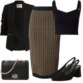 outfit mit Črna/Temno modra Pleteni vrh/Kratki top/Bustier top/Majica za špagete/Odrezana majica brez rokavov Edited "Pomladanski Outfit"